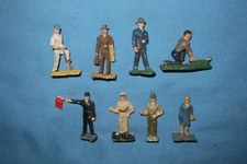 8 Authenticast/Comet/Erie Die-cast Figures: Railroad Workers, Train Passengers