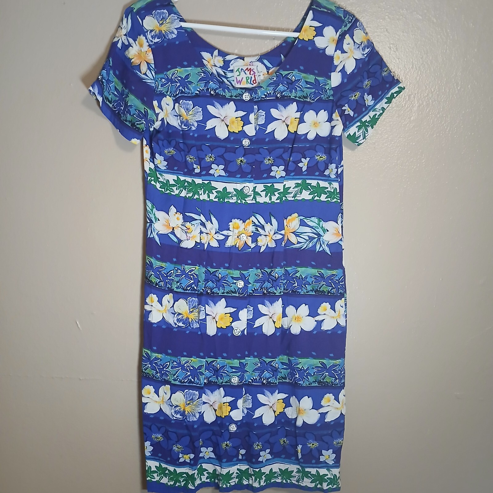 Abito Jams World piccolo 7 donna colorato floreale orchidea hawaiana fila vintage