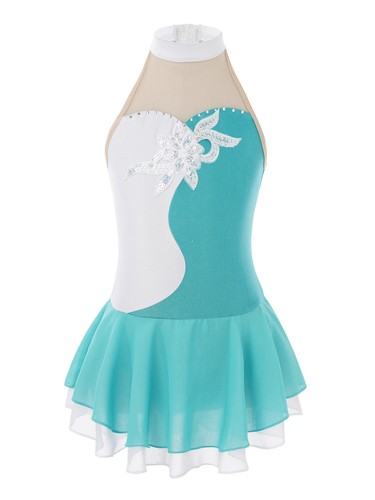 Mädchen Eiskunstlauf Kleid Ärmellos Ballettkleid mit Strass Rollschuh Tanzkleid - Picture 25 of 92