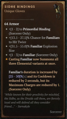 DIABLO 4 NEW SEASON       Unique Items               Sidhe Bindings