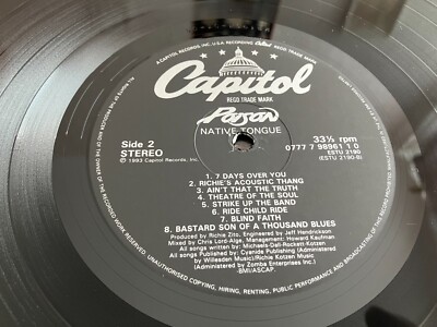POISON Native Tongue LP Vinyl 1993 UK 1st Press RARE Richie Kotzen