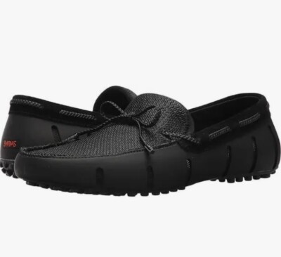 SWIMS Braided Lace Lux Loafer Driver Black/Graphite Size BNWT