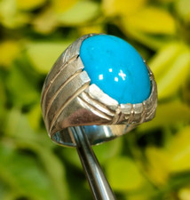 Antique Ring Feroza Stone Ring Traditional Ring Real Turquoise Silver 925
