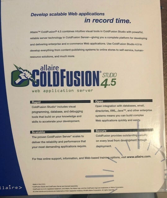 Software de estudio Cold Fusion Allaire ColdFusion 4.5 para Windows 95/98/NT 4.0  Foto 2 de 4