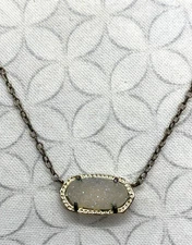Kendra Scott Elisa Necklace gold tone iridescent drusy Very well used (D)