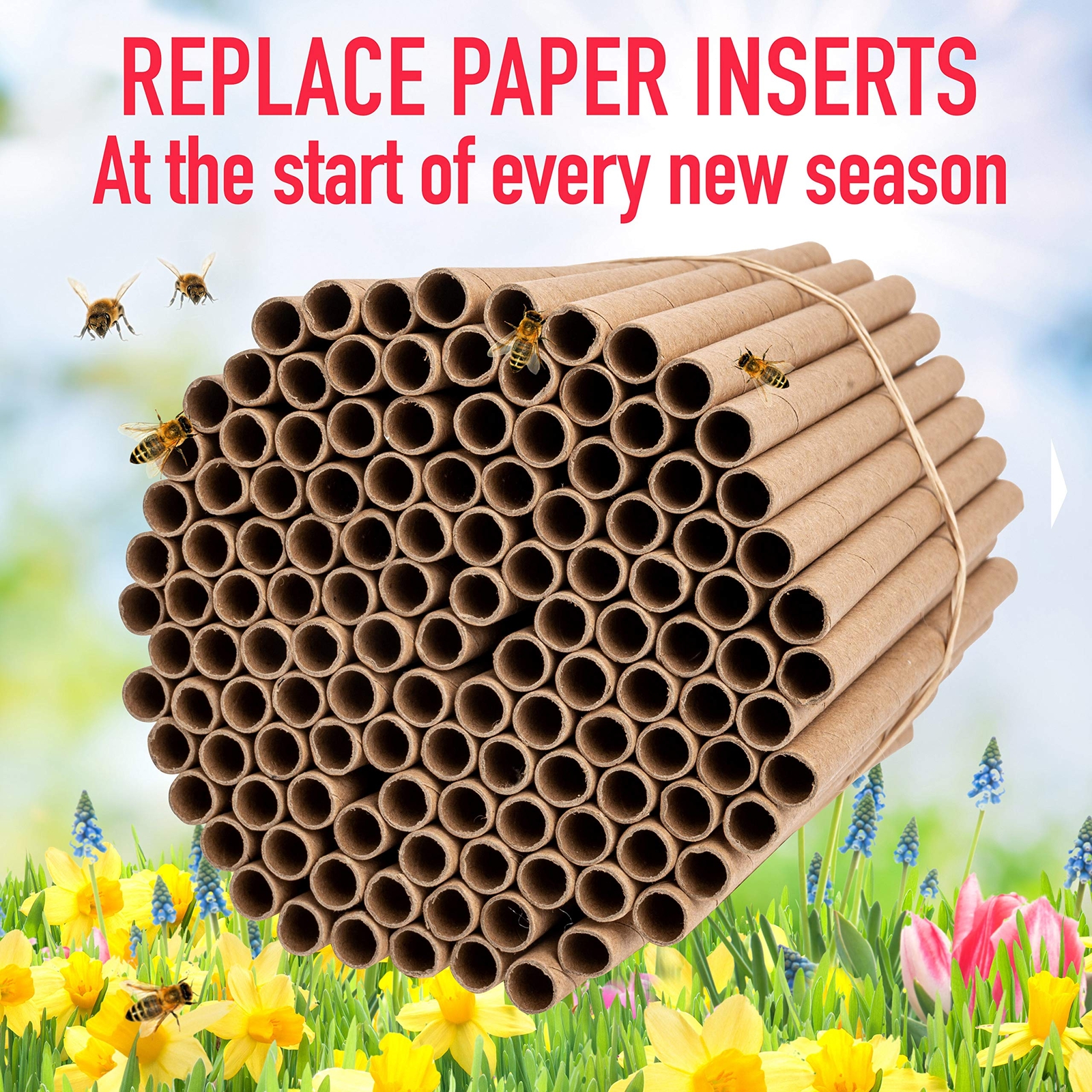 125 Pcs Mason Bee Paper Inserts Beekeeper Cardboard Replacement Inserts