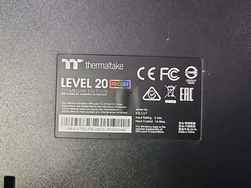 Thermaltake KB-LVT-SSSRUS-01 Level 20 RGB Titanium Gaming Keyboard Speed Silver - Picture 4 of 6