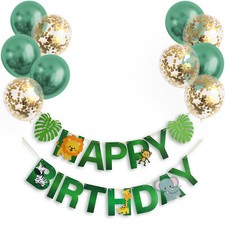 Jungle Girlande Dschungel Tiere DIY Partydeko Grün Gold Latex Konfetti Ballons