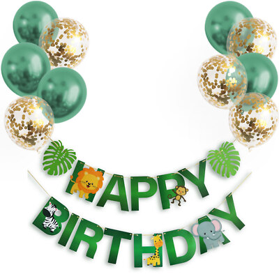 Girlande Jungle Tiere Zoo Dschungel Set Happy-Birthday Geburtstag Party Banner