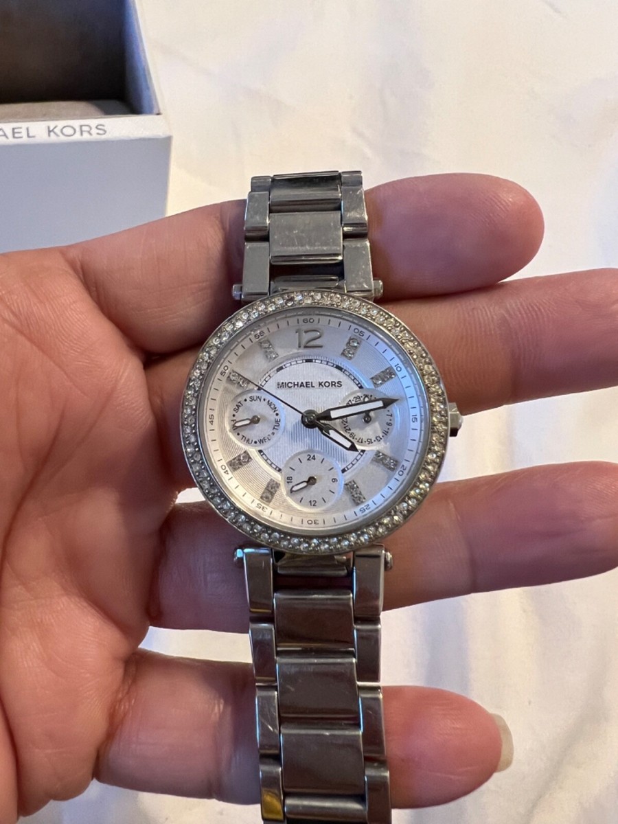 Michael Kors Silver-Tone Crystal Bezel Chronograph Watch Michael Kors Whitney Chronograph Crystals Silver Dial Silver  main image 3