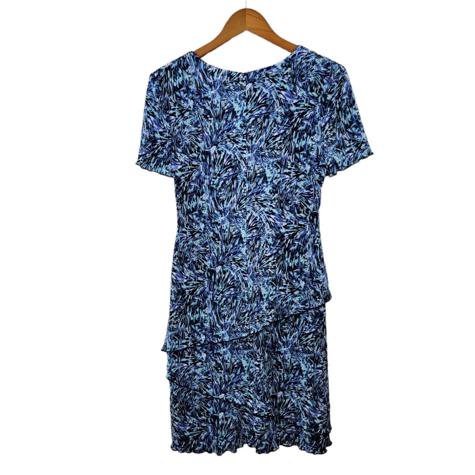 PALM ANGELS Abito Camicia Connessa Tg 8 Strati Pieghettato Evento Festa Carriera Fuochi d'artificio Blu