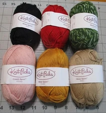 Lot of 6 color Skeins KNIT PICKS Shamrock, Comfy,  shine, Sport, Cotton and wool