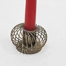 Vintage Mid Century Modeen Brass Spiral Wire Candle Stick Holder 