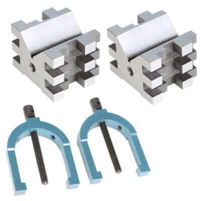 Multi-Use 2-3/8'' x 2-3/4'' x 2'' V-Block and Clamp Set Hardened Steel Precision