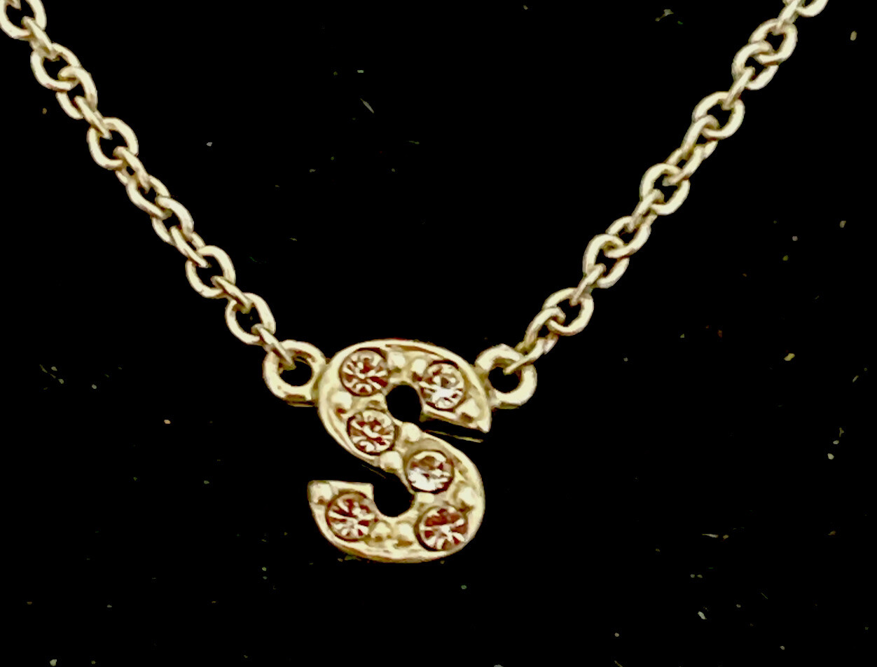 Solid Sterling Silver 925 Letter S Initial Pendan… - image 1