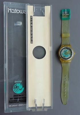 Swatch Automatic, Earth Summit 92, Silikon Armband, Gelb, Leuchtende Zeiger 