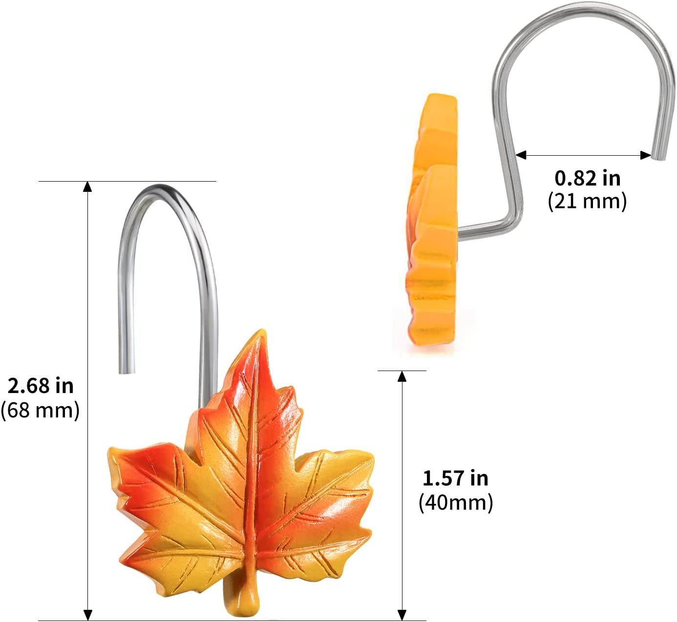 12Pcs Maple Leaf Shower Curtain Hooks Thanksgiving Decor Shower Curtain