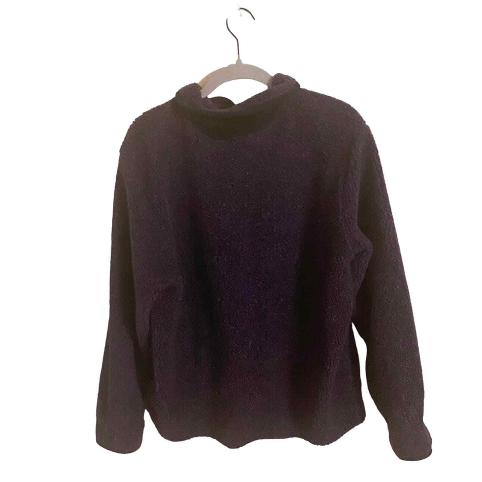 L.L. Bean Dark Purple Sherpa Button Down Sweater … - image 3
