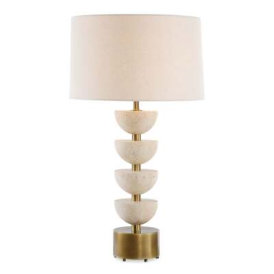 MODERN HEMISPHERE STACKED TRAVERTINE 31'' TABLE LAMP UTTERMOST 30517