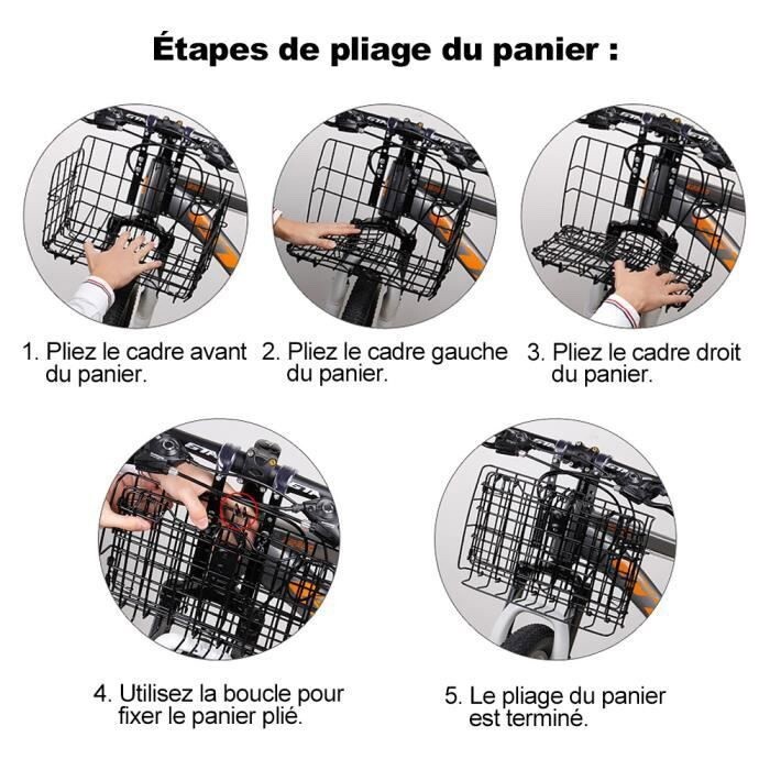 Hapo-G Panier avant fixe en acier noir grande capacité pour vélo