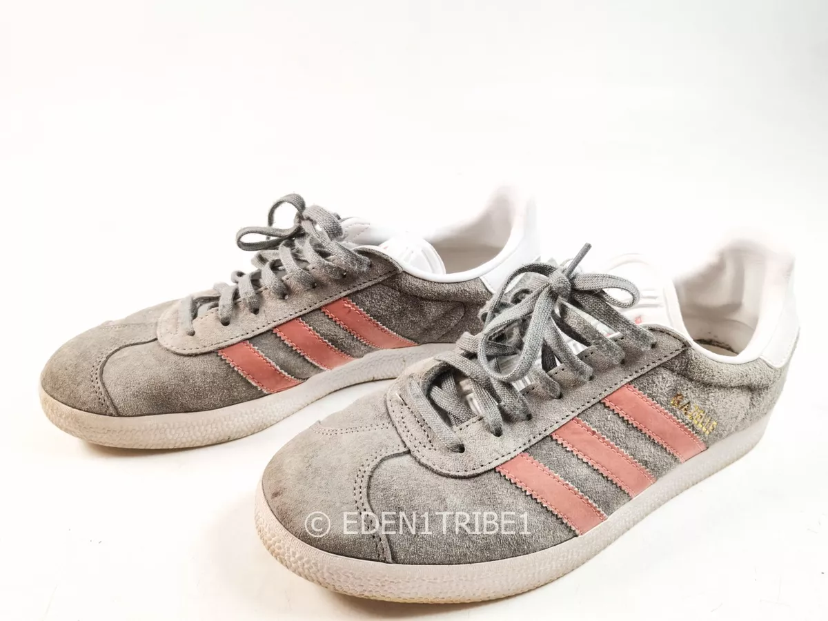 Adidas Gazelle Grey Women&#039;s with Pink Stripes Size 9 eBay