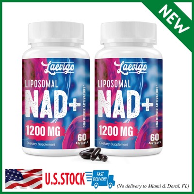 Pack of 2, 1200mg Liposomal NAD+ Supplement, Ultra Purity Actual NAD Supplement,