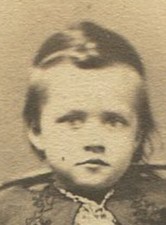 YOUNG GIRL WEARING MEDALLION, POLKA DOT PATTERNED DRESS. GREAT MAKER MARK, CDV  