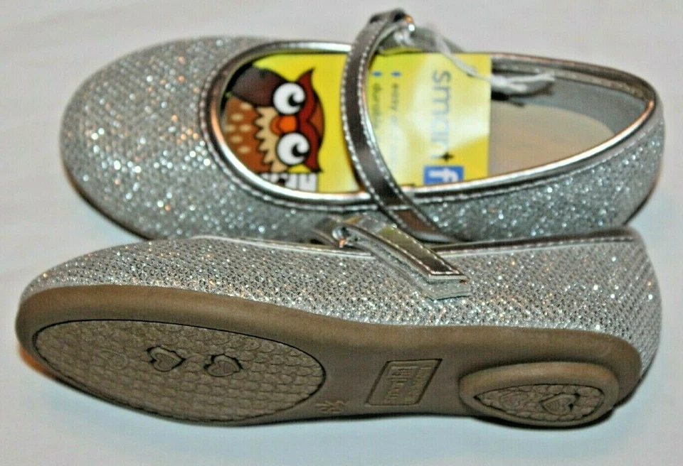 SmartFit Toddler Girls' Shimmer Chelsea Silver Ballet Flat Shoes w/ Strap 6-12.5 - Image 4 of 4