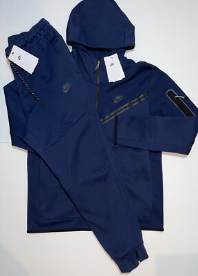Nike Tech Fleece Midnight Navy Blue Full Zip Hoodie Tracksuit BNWT