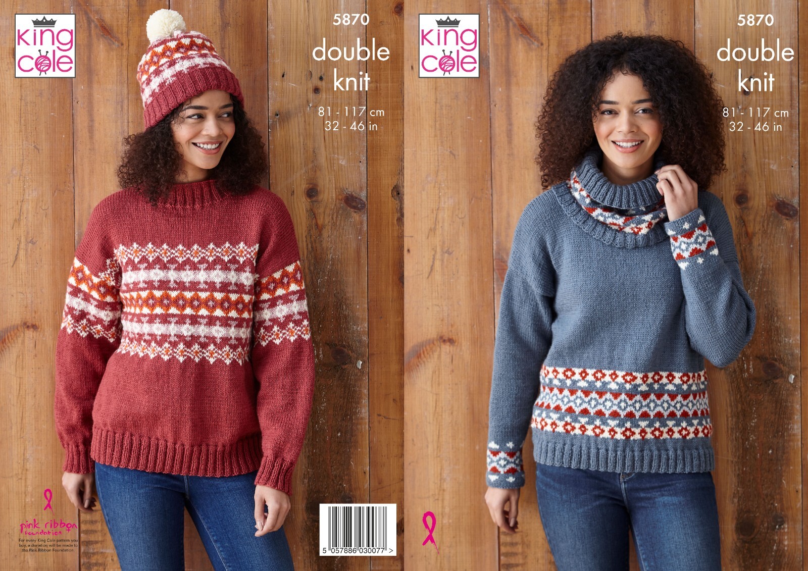 King Cole DK Knitting Pattern - 5870 Ladies Sweaters, Cowl & Hat - Image 2
