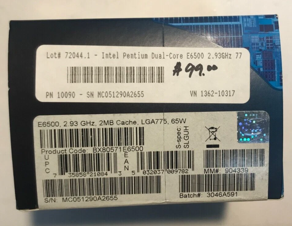 Intel 2.93 GHz Pentium E6500 CPU, 2M Cache LGA775, BX80571E6500 New - Image 2 of 3