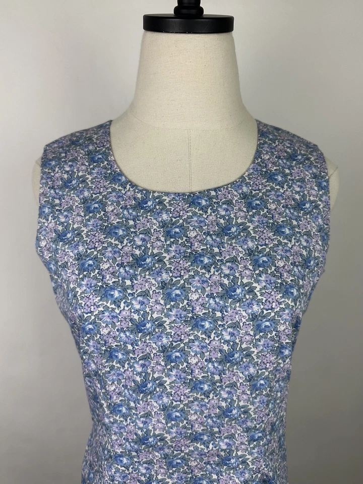 Vestido Vaina Floral Vintage Años 90 4/S Periwinkle Azul Rosa Estampado Jardín Fiesta Foto 3 de 4
