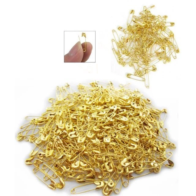 20 x Gilt Golden Gold Sewing Small Safety Pins - Art Craft Sew