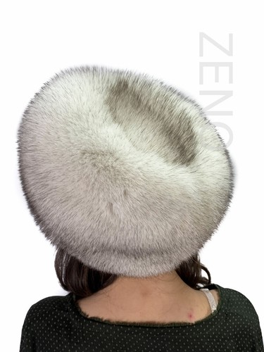Fox Fur Hat Saga Furs Beanie Hat Natural White Full Fur Hat Adjustable All Fur - Picture 8 of 8