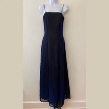 Vintage Morgan and Co. Linda Bernell Iridescent Blue Black Formal Gown Size 7/8