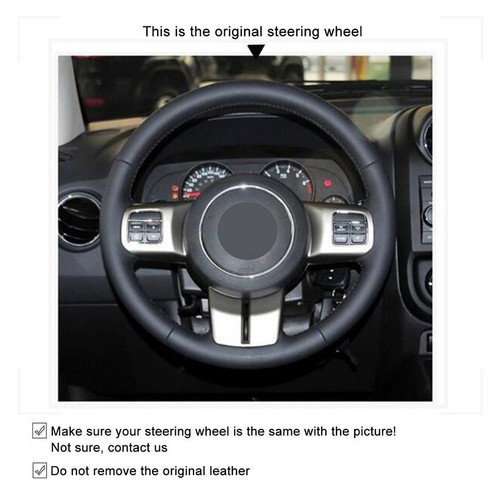 Cubierta antideslizante del volante del coche de cuero gamuza negra para Jeep Grand Cherokee - Imagen 4 de 10
