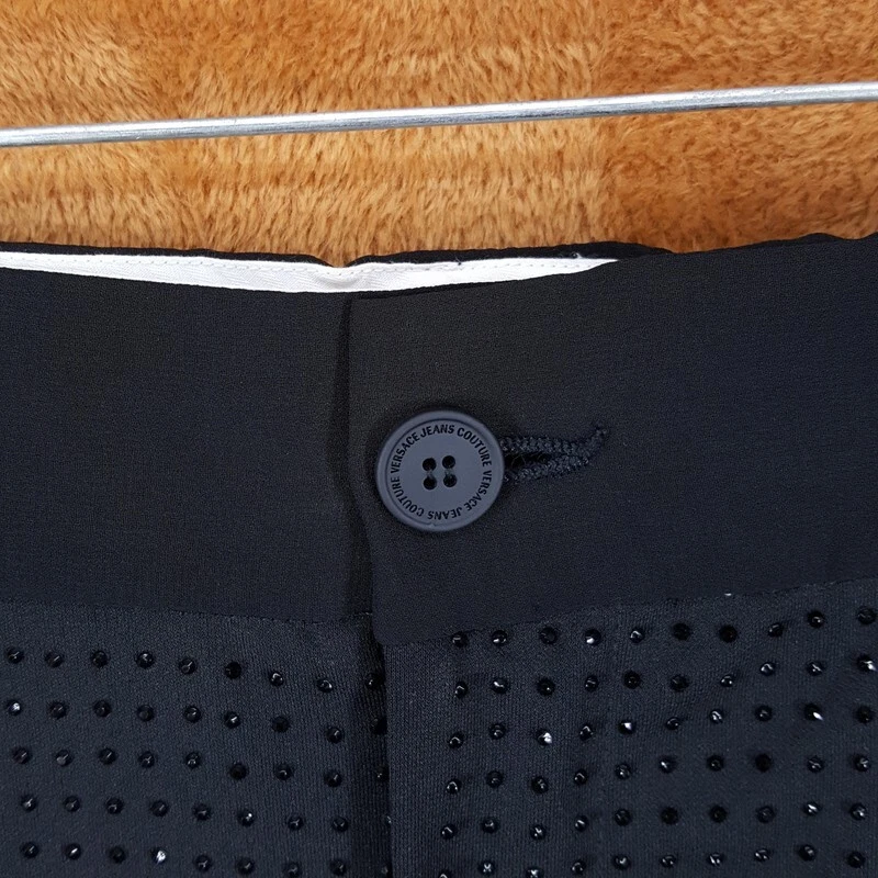 Pantalone VERSACE COUTURE uomo taglia 50 nero cristallo abito formale logo lusso