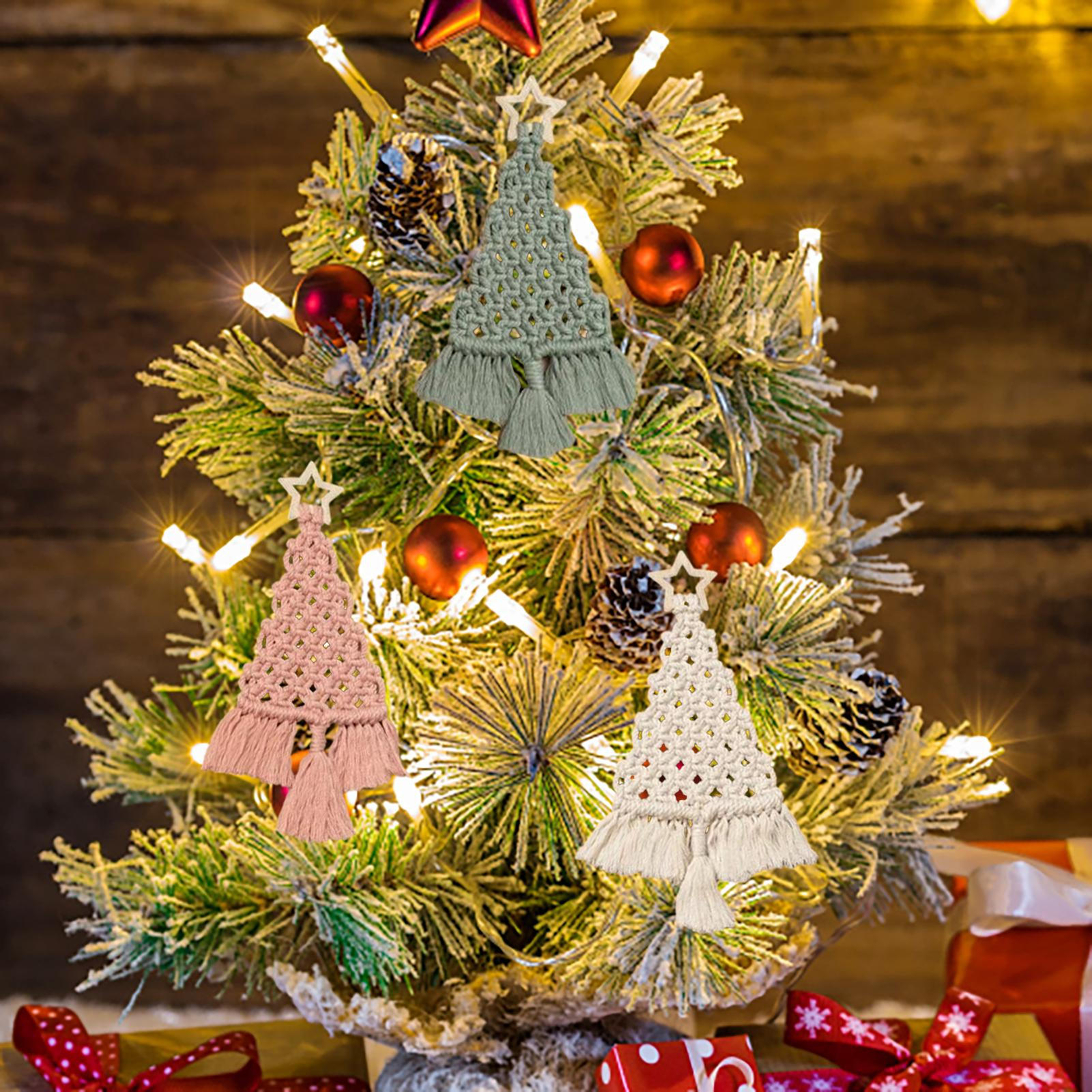 Christmas Tree Macrame DIY Kit for Beginners Hanging Ornaments for