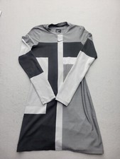 Nike Women Dress XS Grey Long Sleeve Knee Length Striped Polyester Blend Casual