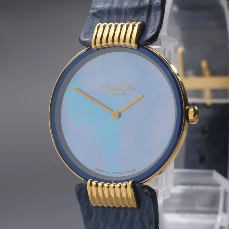 [Quasi come nuovo] DIOR Bagheera 46.153 3 Orologio Donna Quarzo Conchiglia Blu Svizzero GIAPPONE