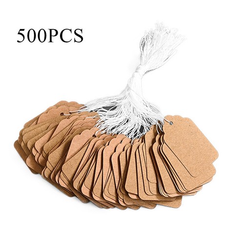 100 Blank White Merchandise Price Tags with Strings Size #5 Retail Strung Label - Picture 16 of 16
