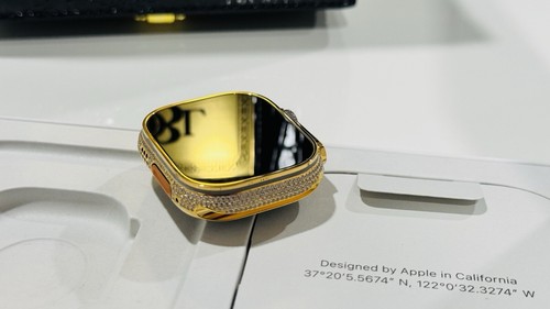 24k Gold Plated Apple Watch ULTRA 2 49mm Zirkon Diamanten Gravur 2x Armbänder - Bild 6 von 22