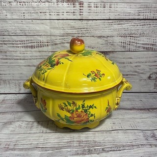 VTG Keller & Guerin Luneville Old Strasbourg Yellow Floral 9" Lidded Soup Tureen