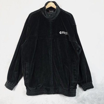 South Pole Track Suit Mens XL Black Velour Full Zip Jacket Pants
