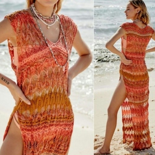 Free People Into The Flames Space Dye Knit Crochet Medium Large Dress - Bild 6 von 6