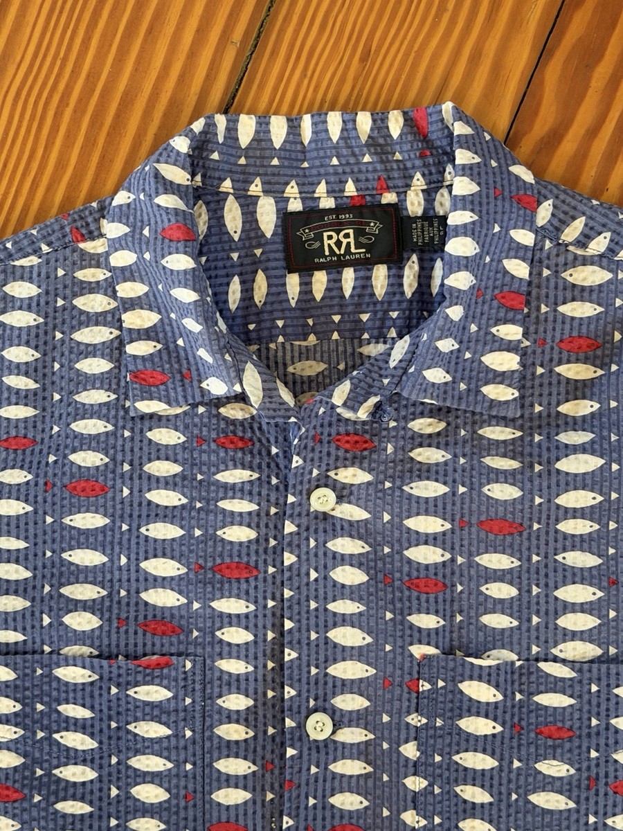 Double RL RRL Ralph Lauren Polo Seersucker Shirt Sz L Large NWOTs
