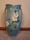 Roseville Pottery  Vase Vintage White Rose 992-15