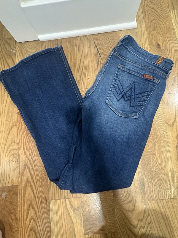 7 For All Mankind Women’s Dark Wash Blue Denim Bootcut Jeans Slim Stretch