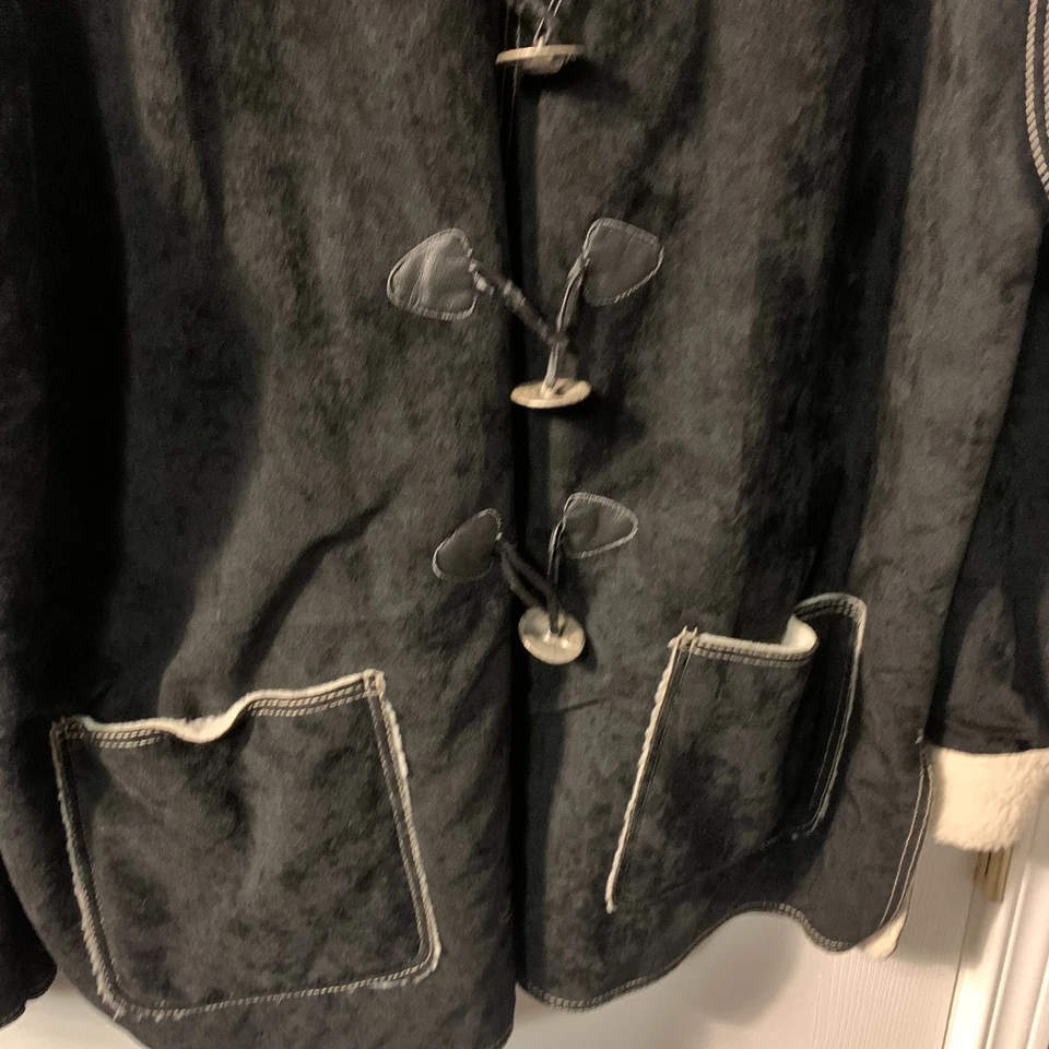 Copine женщин искусственной замши стриженный мех с подкладкой куртка размер 1 S M черный Франция - Изображение 4 из 4