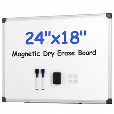 Magnetic White Board Kit for Wall 24" x 18", 1 Dry Eraser  2 Multicolor Mark...